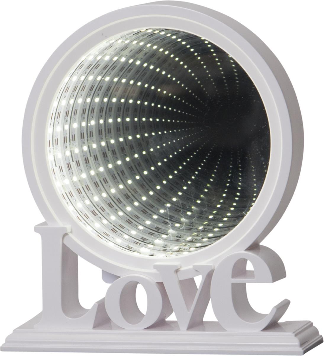 LED-Leuchtkreis "LOVE"- endlos Spiegeleffekt - 26 kaltweiße LED - Batteriebetrieb - weiß