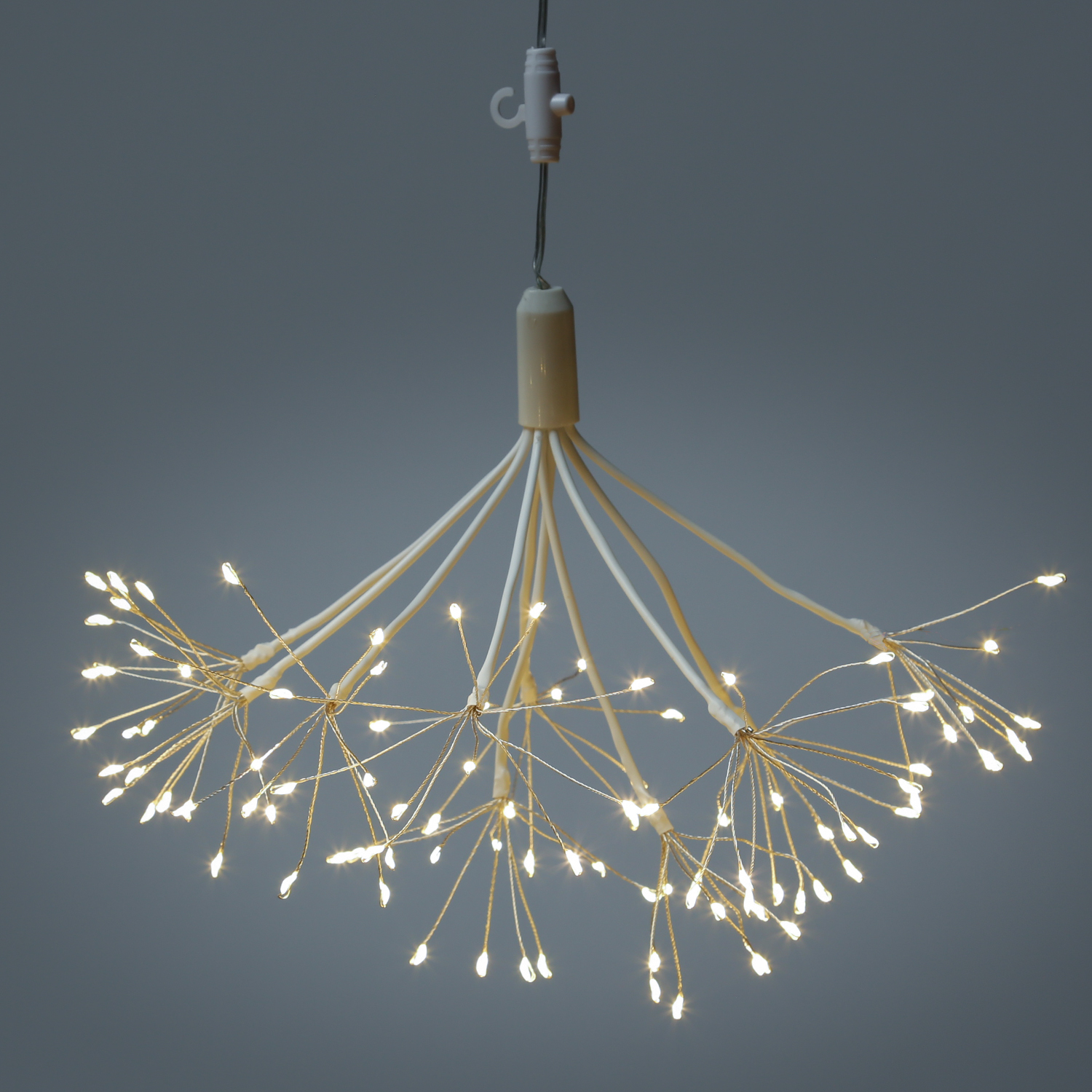 LED Feuewerk Leuchte - weißer Polarstern - Pusteblume - hängend - 100LED - 8 Funkt. - Fernbedienung