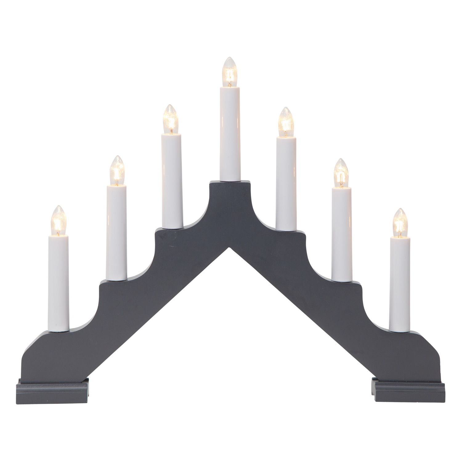 Fensterleuchter ADA - Weihnachtsleuchter - 7 warmweiße Glühlampen - H: 30cm - Schalter - dunkelgrau