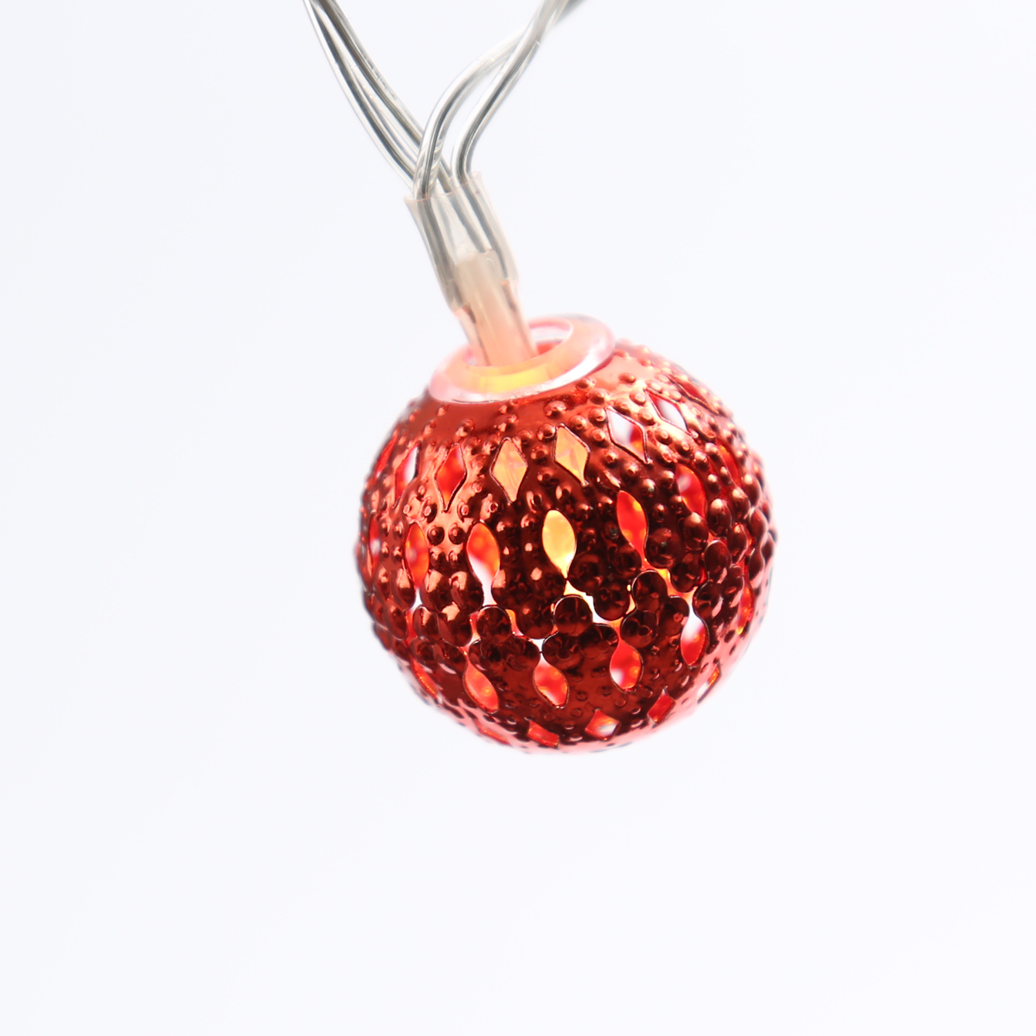 LED Dekolichterkette Metallkugeln - 10 warmweiße LED - D: 2,5cm - L: 0,9m - Batterie - weiß