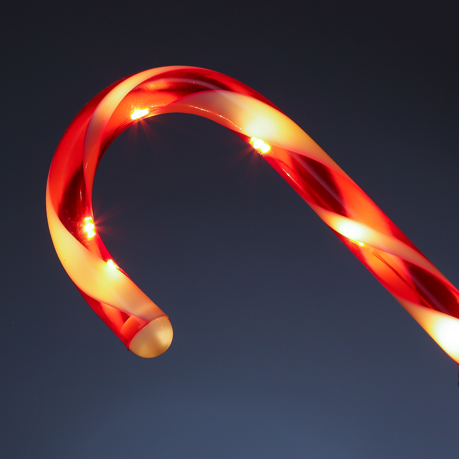 LED Zuckerstangen - je 7 warmweiße LED - H: 25cm - 8 Funktionen - Batterie - Timer - 4 Stück