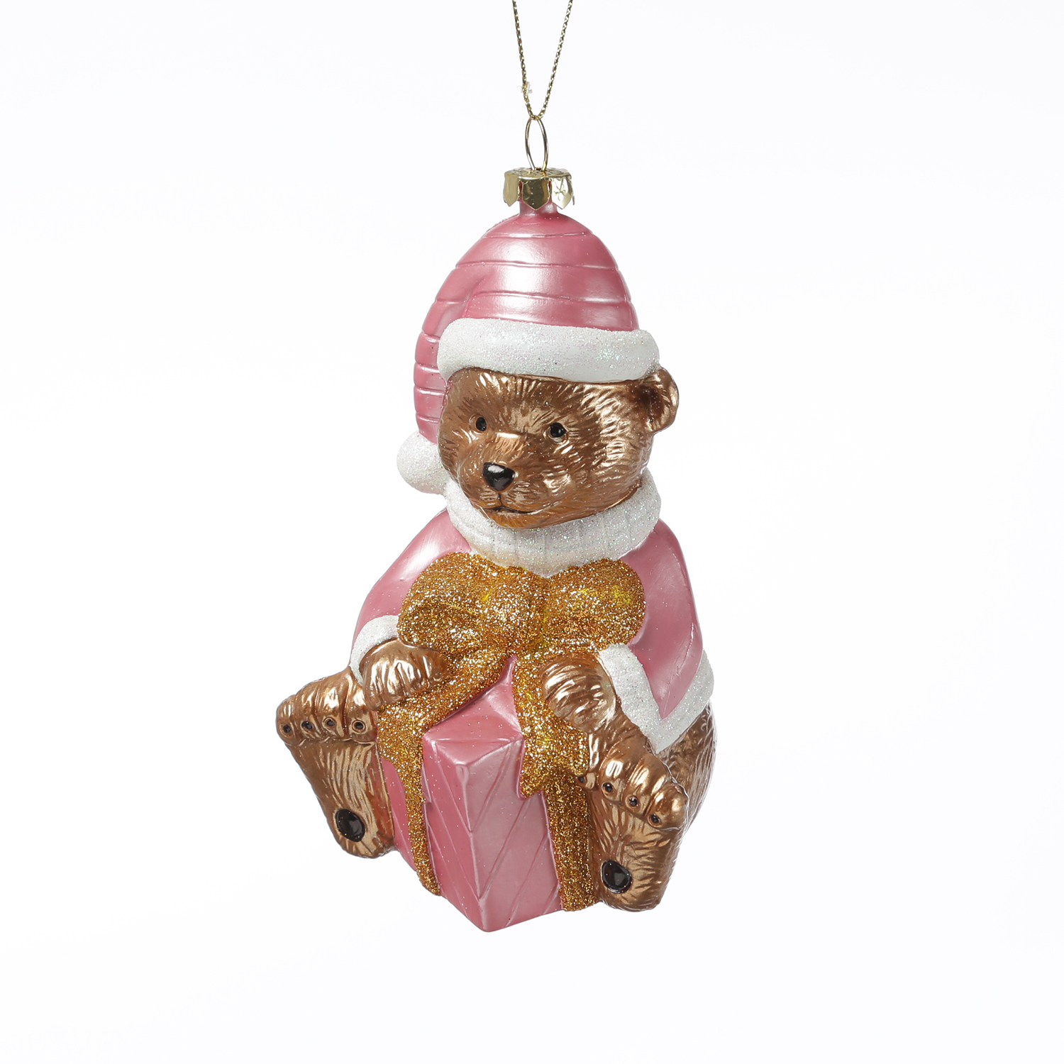 Weihnachtsbaumschmuck Teddybär mit Geschenk - Christbaumschmuck - Kunststoff - H: 13cm