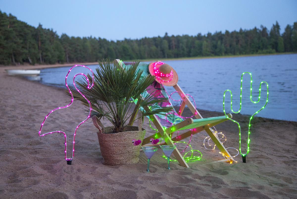 LED-Mini-Lichtschlauch 5m pink - outdoor - 50 LEDs - Batteriebox - Timer