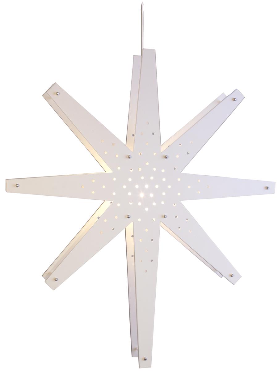 Holzstern "Tall" - hängend - 8-zackig - Ø 60cm, H: 70cm - inkl. Kabel - weiß