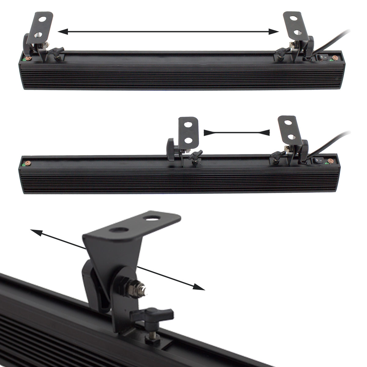 UV50LED BAR 4er Set - 9x3W Schwarzlicht Bar - Metallgehäuse schwenkbar