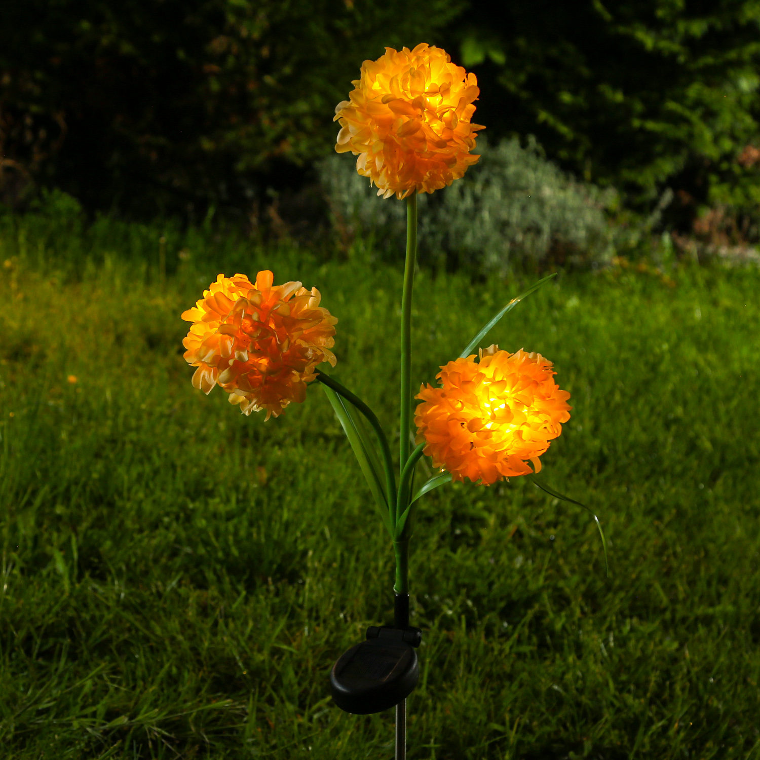 LED Solar Gartenstecker Blume - warmweiße LED - H: 70cm - Lichtsensor - gelb