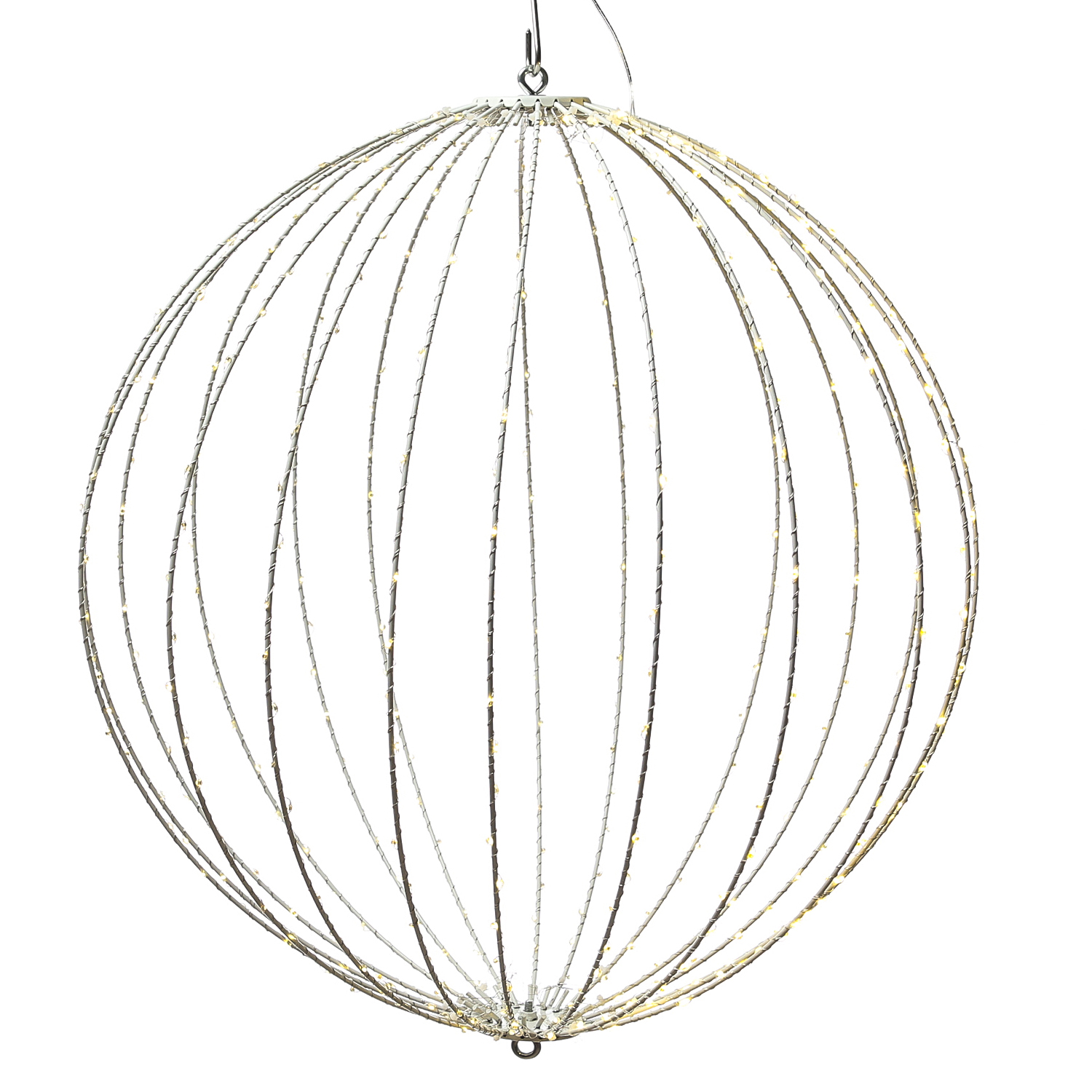 LED Drahtkugel - 3D Leuchtkugel - D: 58cm - 480 warmweiße LED - faltbar - 8 Modi/Timer - Innen/Außen