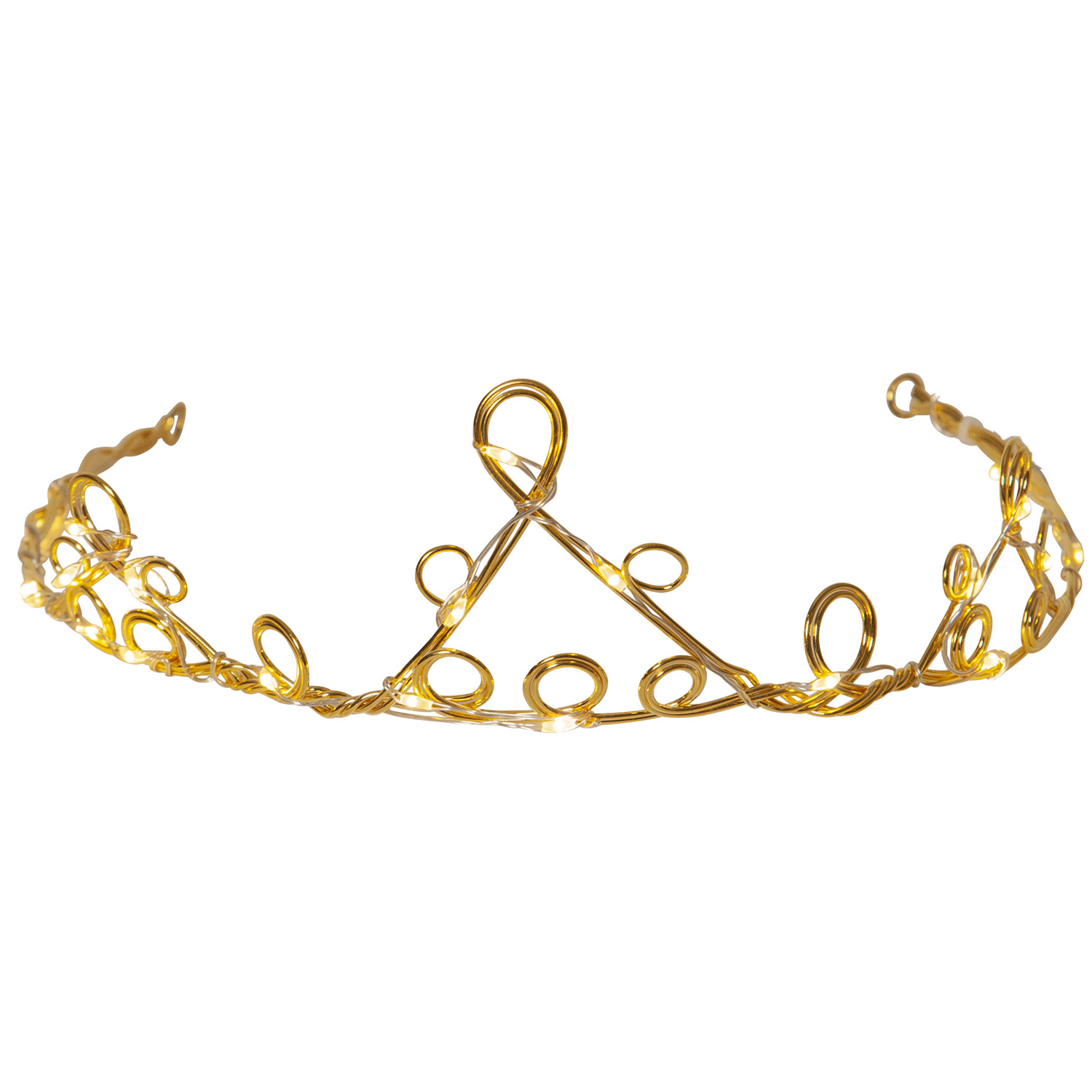 LED Krone DIADEM - 20 warmweiße LED - L: 18cm - Timer - Batteriebetrieb - gold