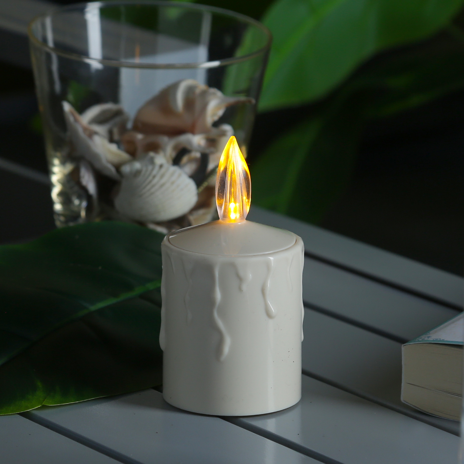 LED Stumpenkerze Paul - flackernde LED - H: 11,5cm - Batteriebetrieb - Timer - für Außen