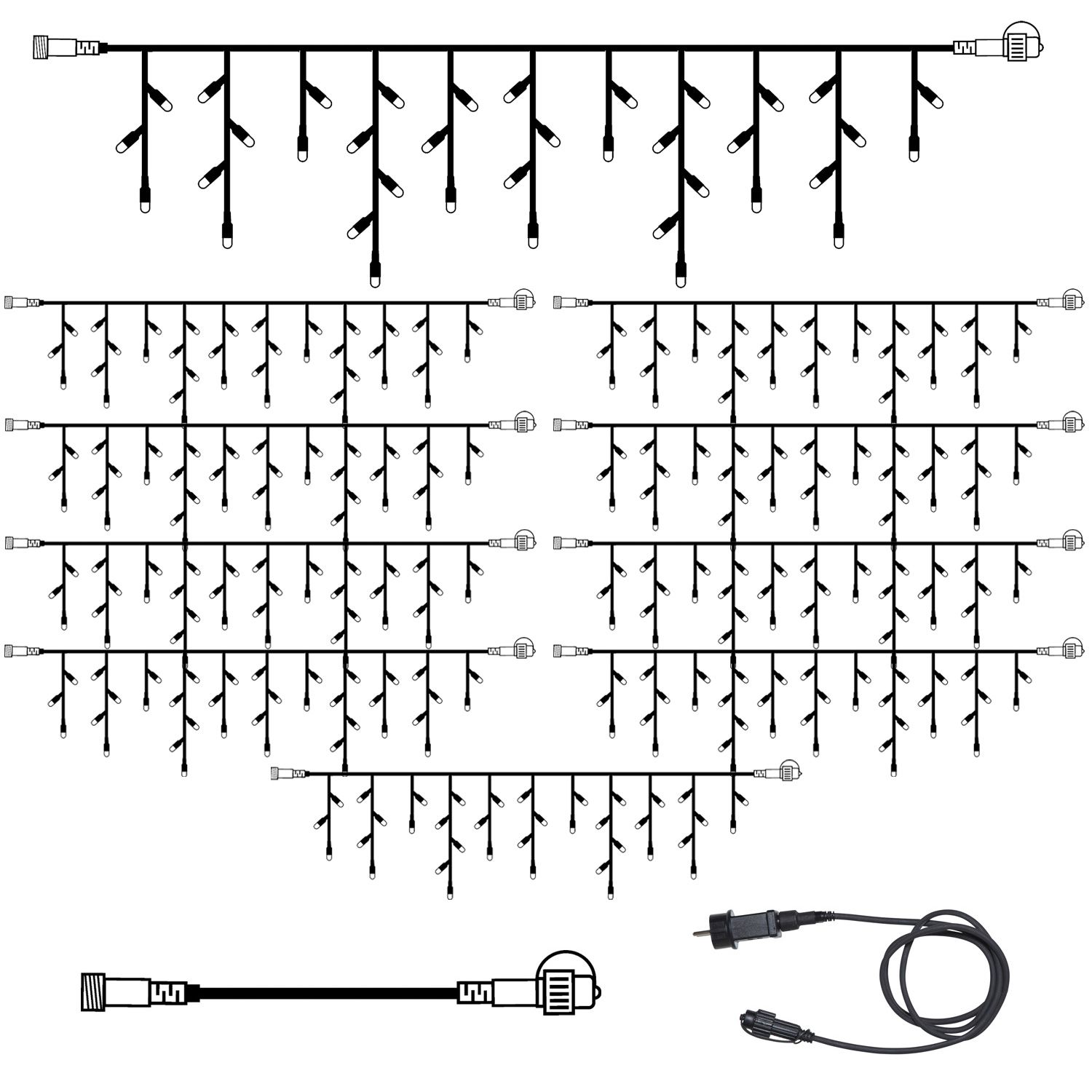 SYSTEM 24 KOMPLETT SET 14m LED Lichtervorhang Eisregen 14x1m Icicle SYSTEM 24 KOMPLETT SET 14m LED Lichtervorhang Eisregen 14x1m Icicle
